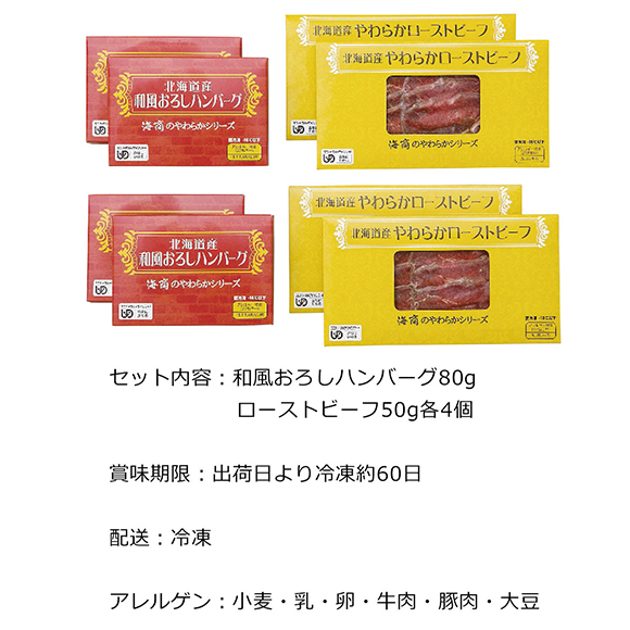 海商のやわらかハンバーグとローストビーフ 8点セット